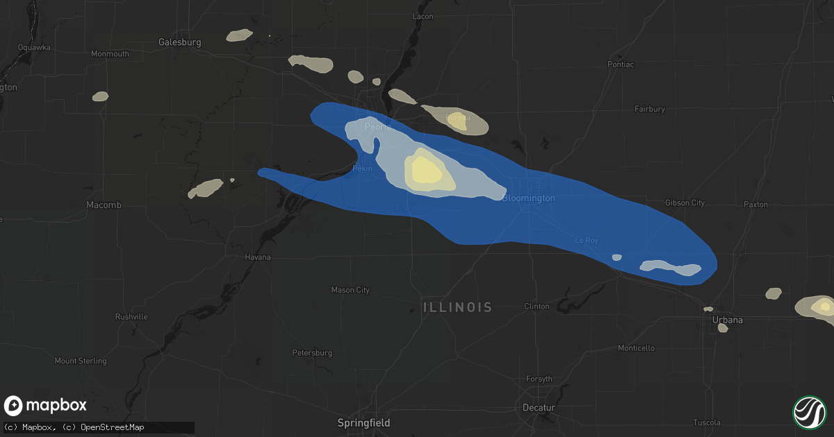 Hail map in Hopedale, IL on August 13, 2026