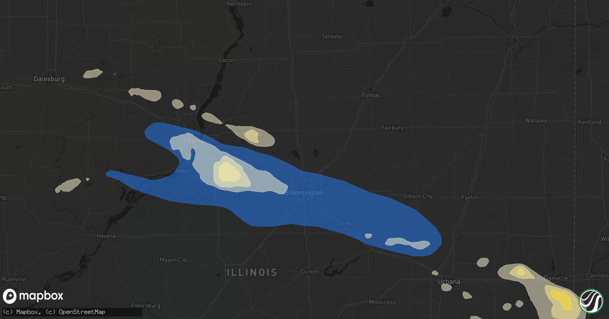 Hail map in Hudson, IL on August 13, 2026