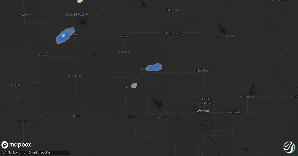 Hail map in Hutchinson, KS on August 13, 2026