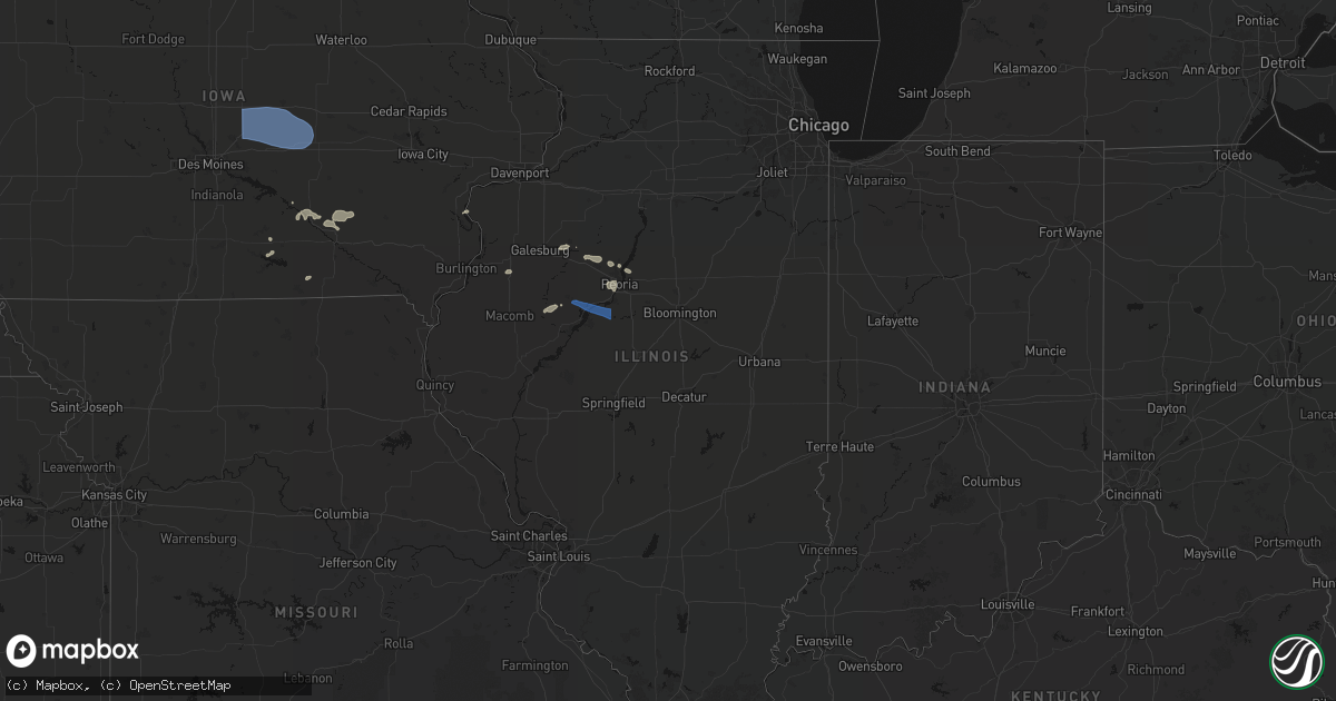 Hail map in Illinois on August 13, 2026