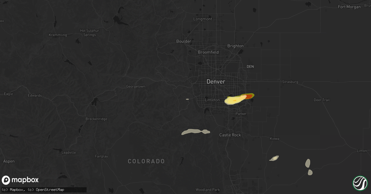 Hail map in Indian Hills, CO on August 13, 2026
