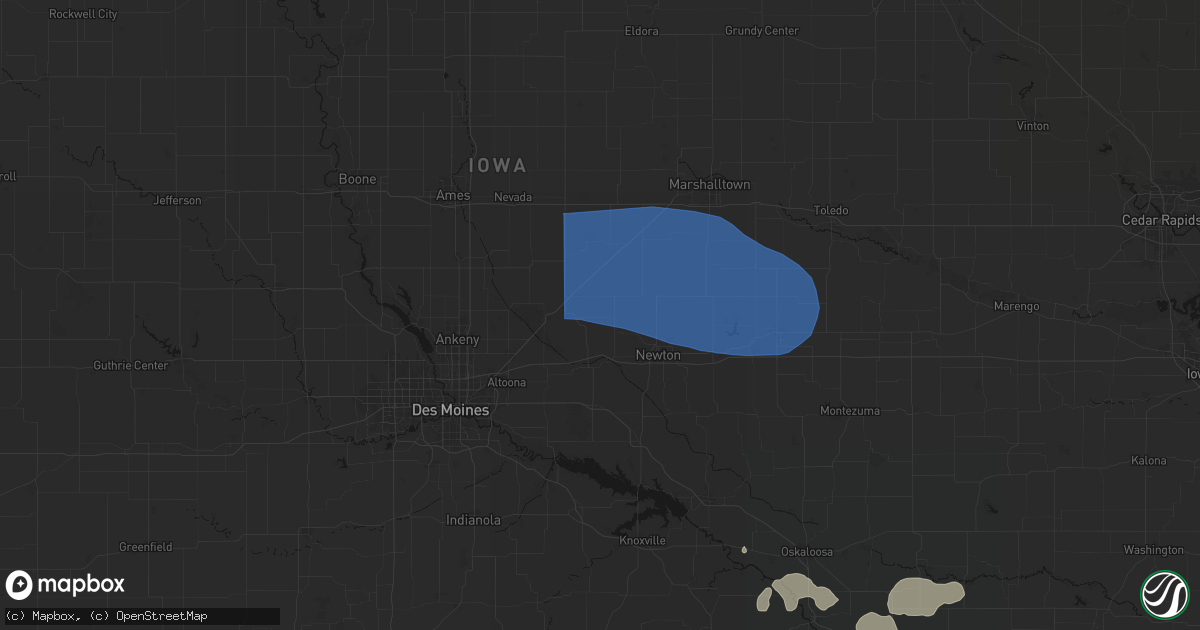 Hail map in Ira, IA on August 13, 2026