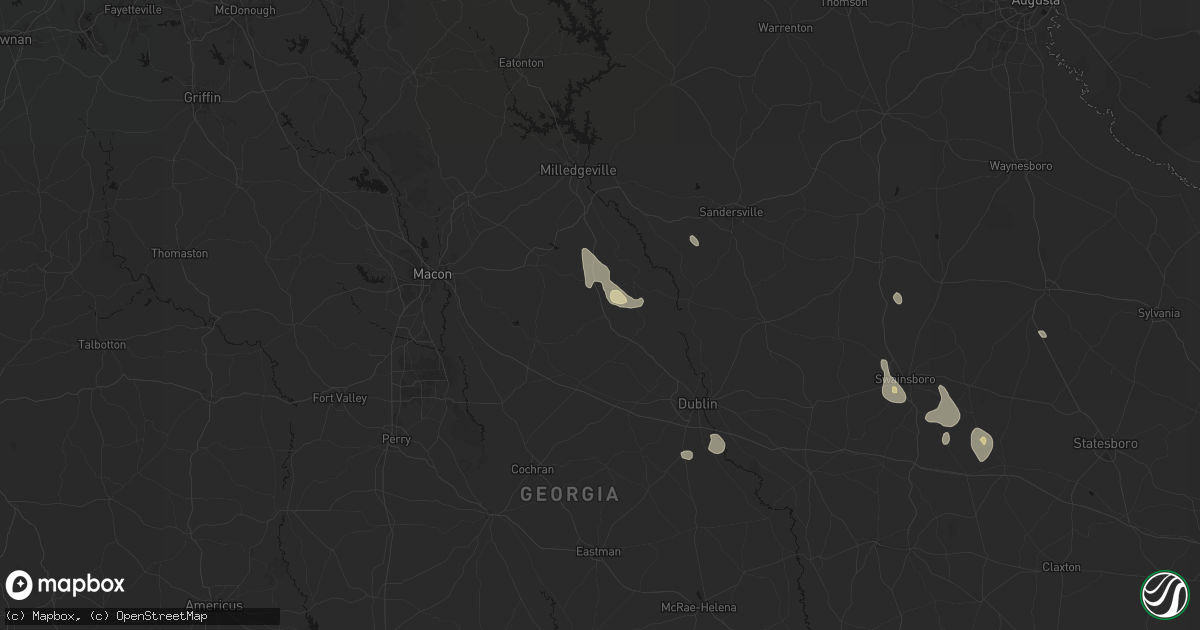 Hail map in Irwinton, GA on August 13, 2026
