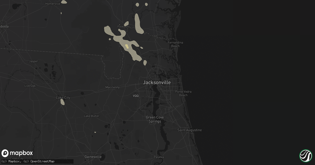 Hail map in Jacksonville, FL on August 13, 2026