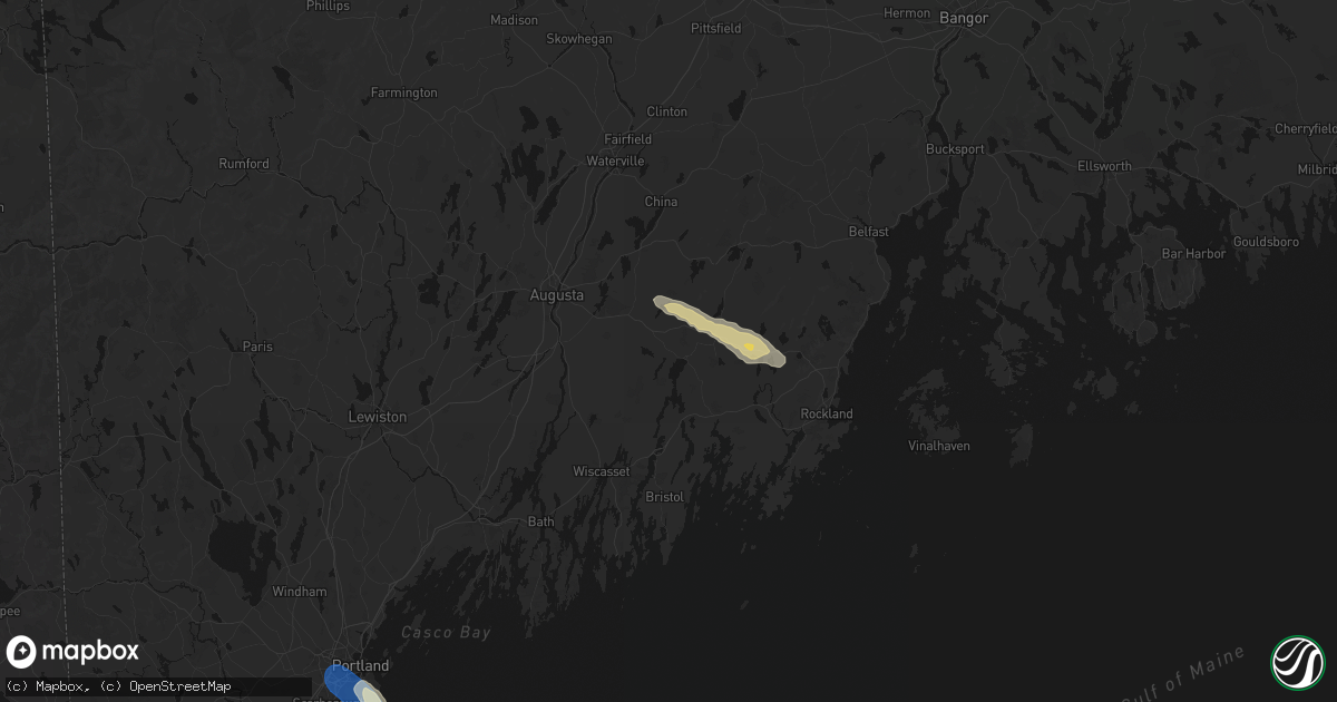 Hail map in Jefferson, ME on August 13, 2026
