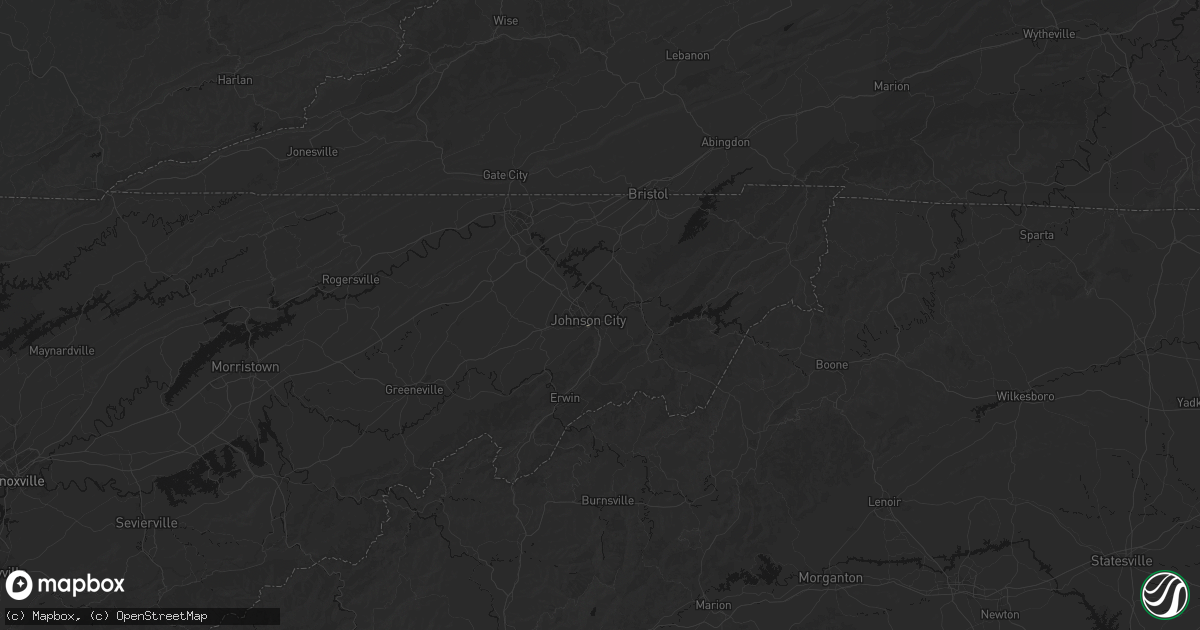 Hail map in Johnson City, TN on August 13, 2026
