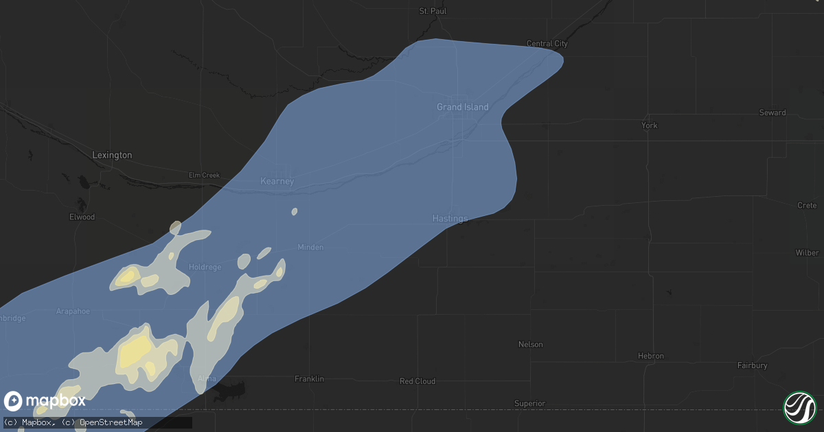 Hail map in Juniata, NE on August 13, 2026