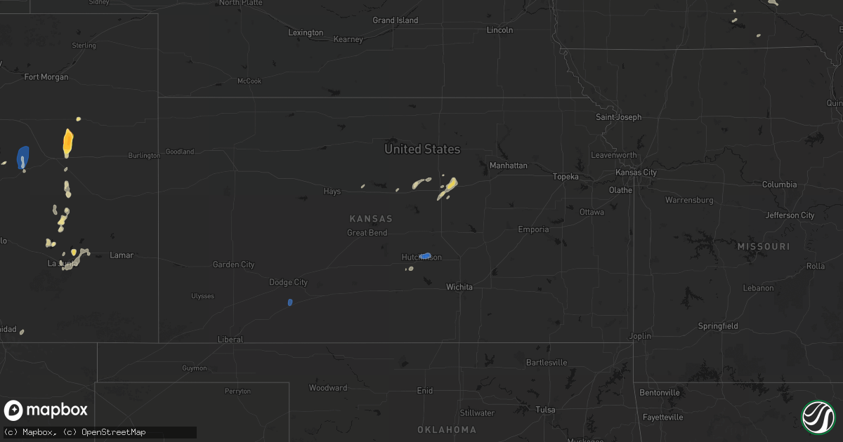 Hail map in Kansas on August 13, 2026
