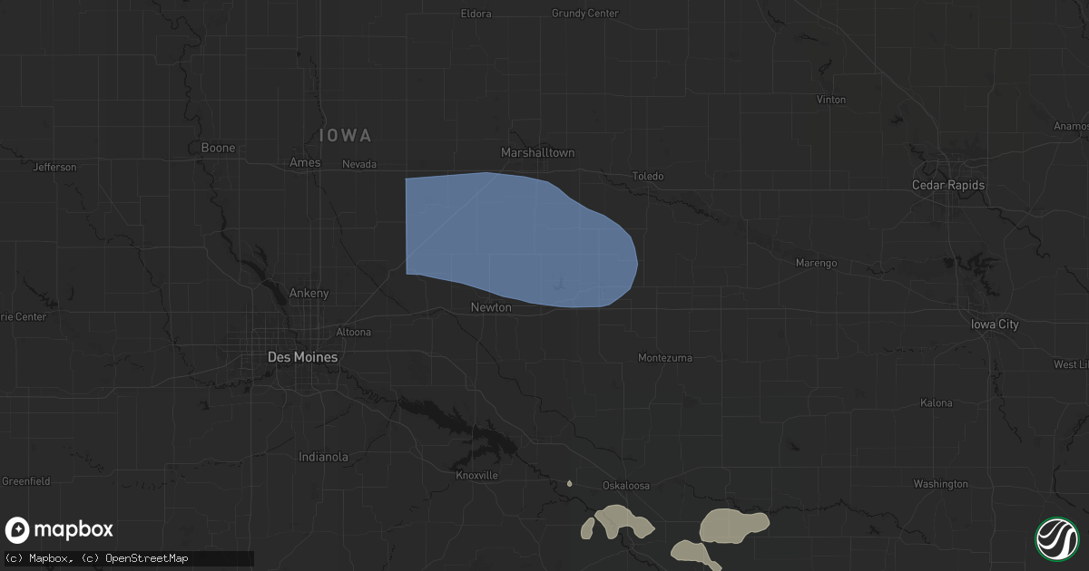 Hail map in Kellogg, IA on August 13, 2026