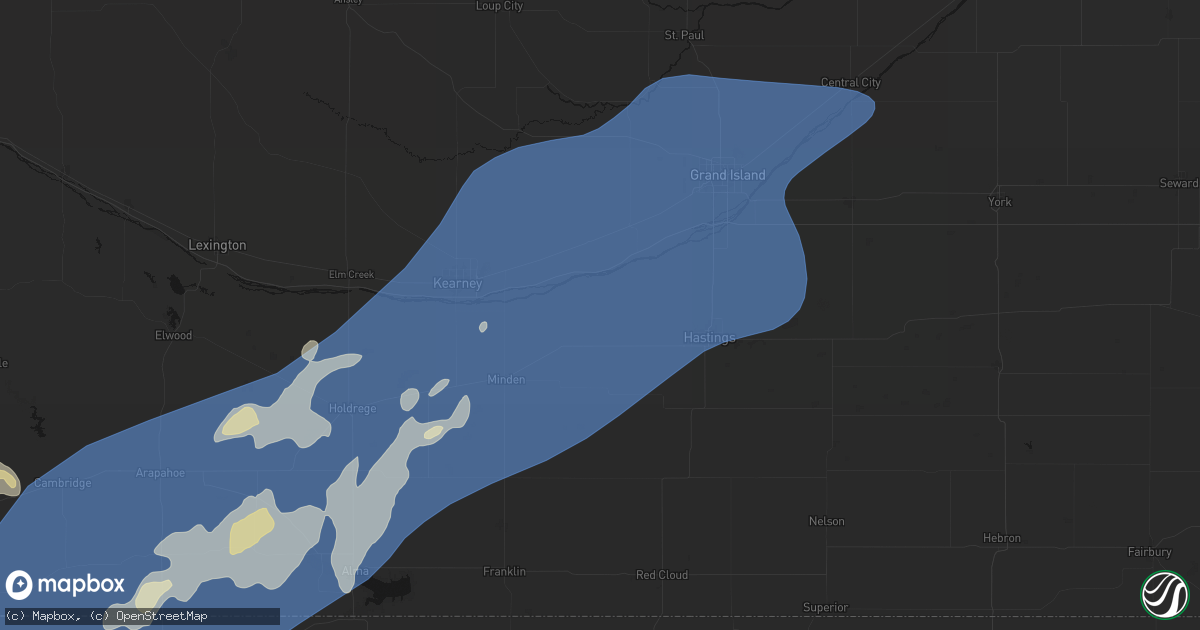 Hail map in Kenesaw, NE on August 13, 2026