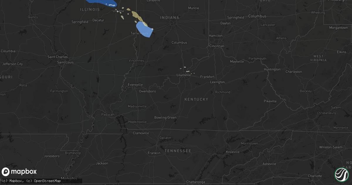 Hail map in Kentucky on August 13, 2026