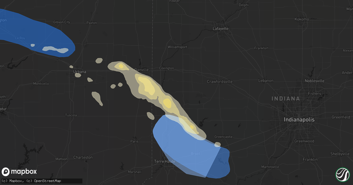 Hail map in Kingman, IN on August 13, 2026