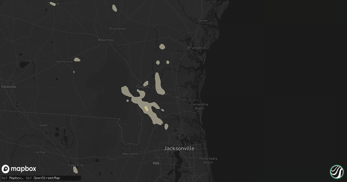 Hail map in Kingsland, GA on August 13, 2026