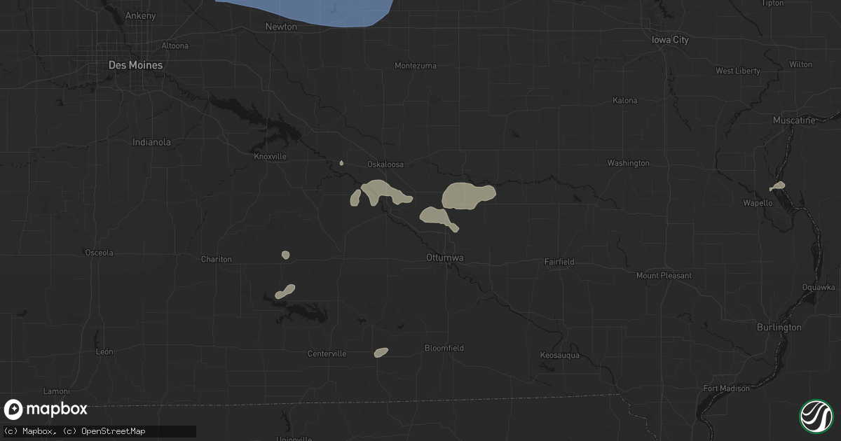 Hail map in Kirkville, IA on August 13, 2026