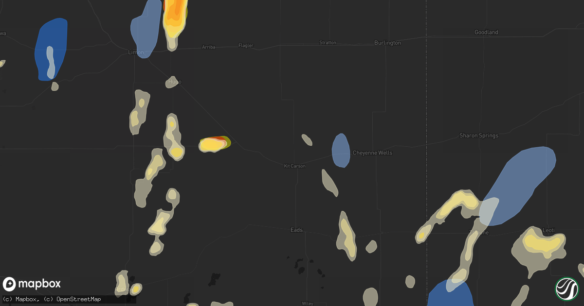 Hail map in Kit Carson, CO on August 13, 2026