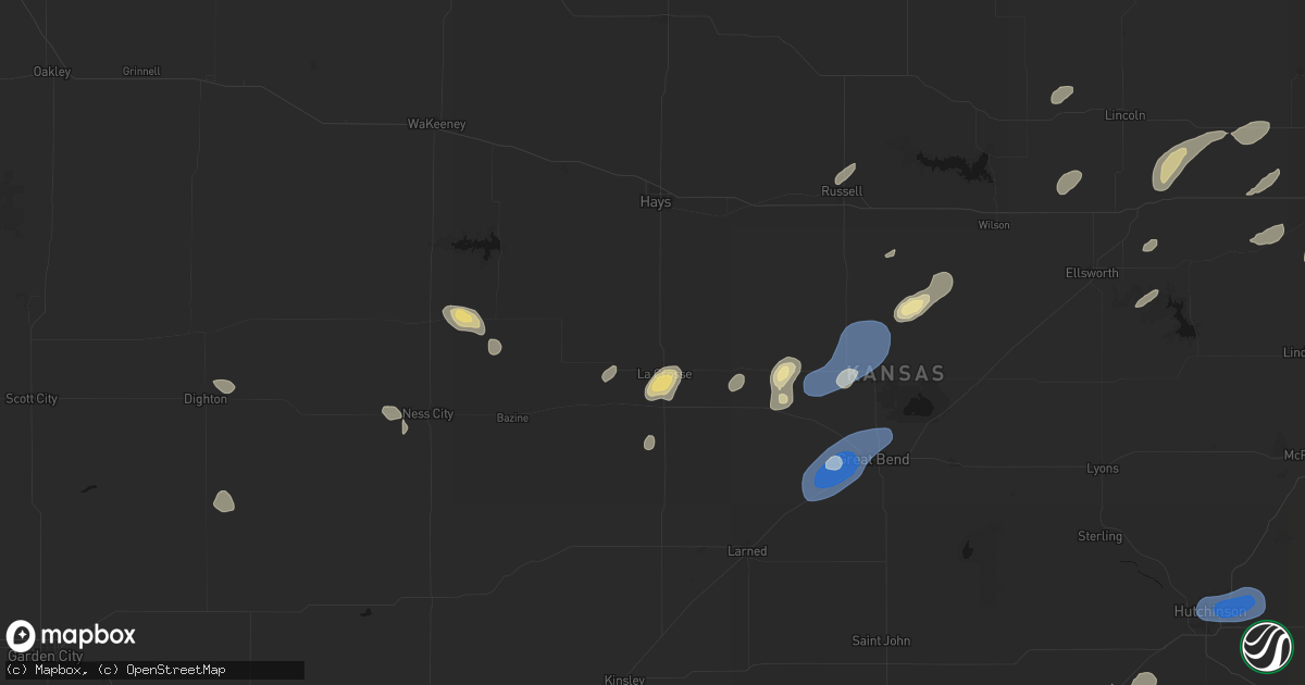 Hail map in La Crosse, KS on August 13, 2026