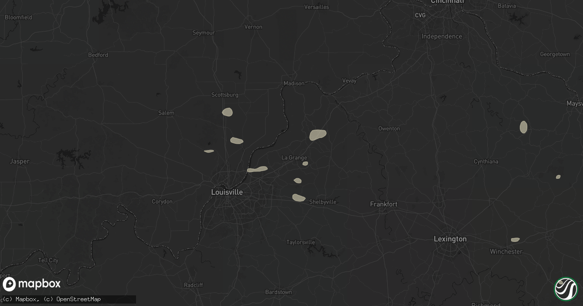Hail map in La Grange, KY on August 13, 2026