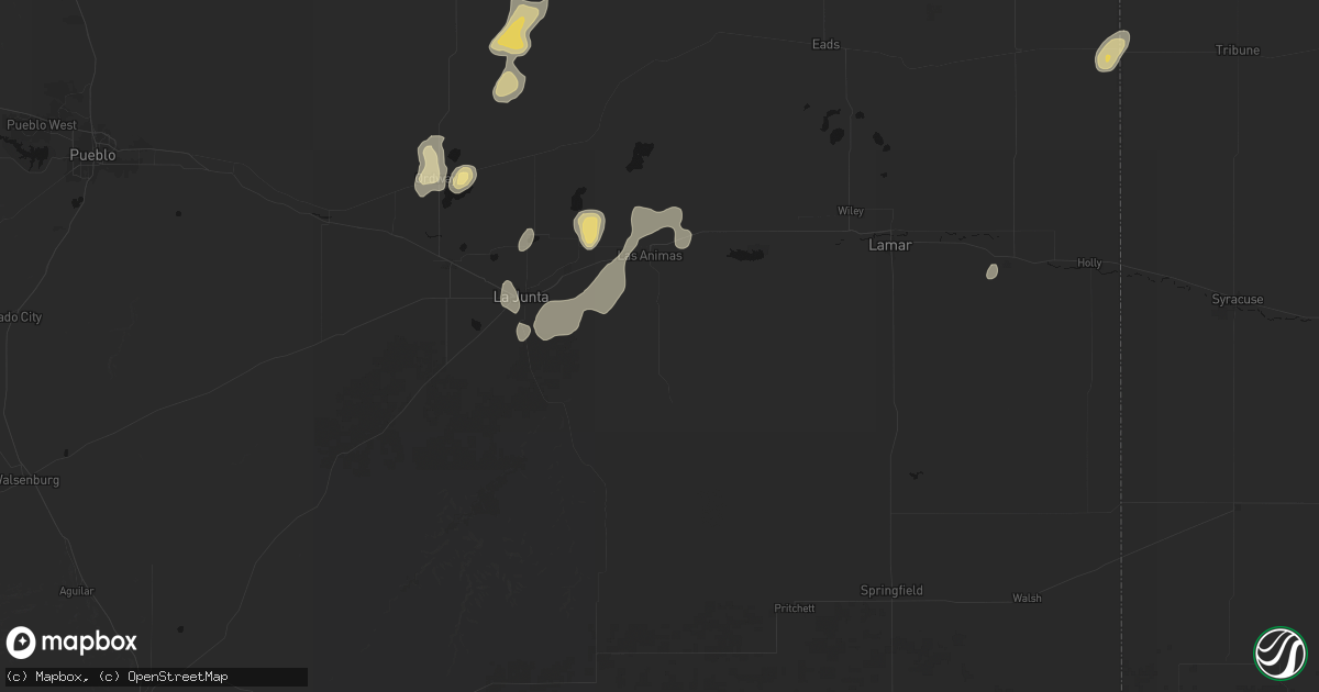 Hail map in Las Animas, CO on August 13, 2026