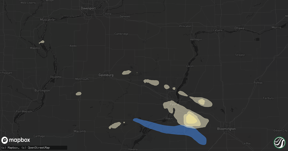 Hail map in Laura, IL on August 13, 2026