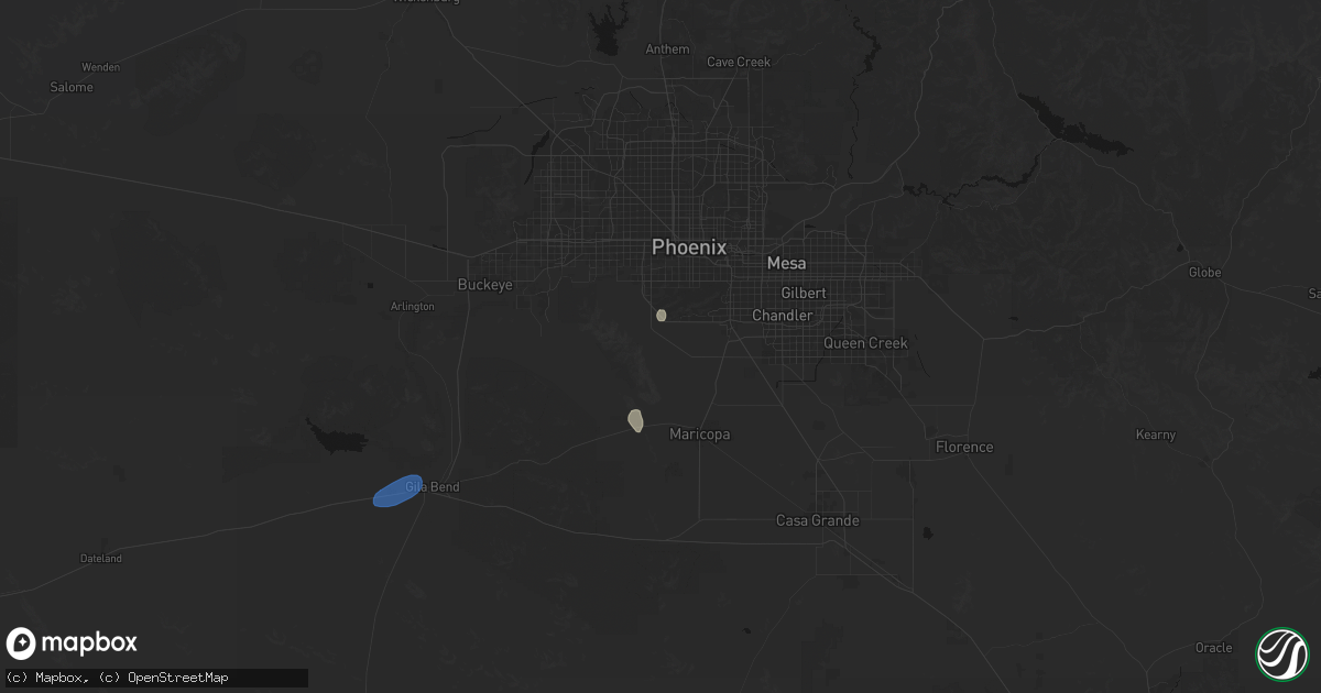 Hail map in Laveen, AZ on August 13, 2026