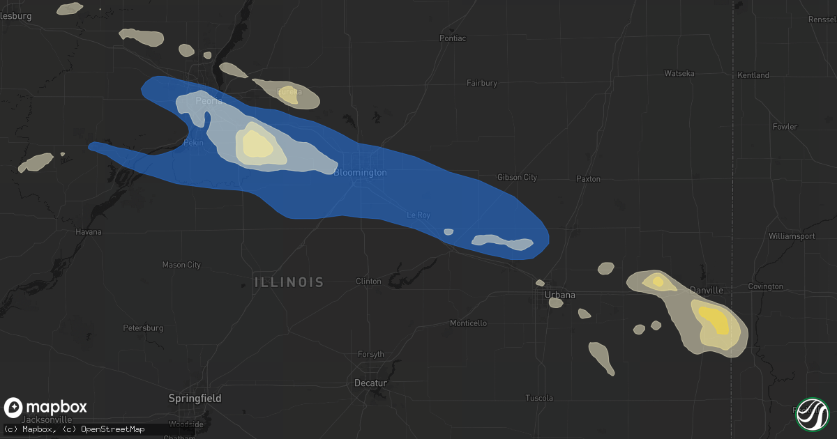 Hail map in Le Roy, IL on August 13, 2026