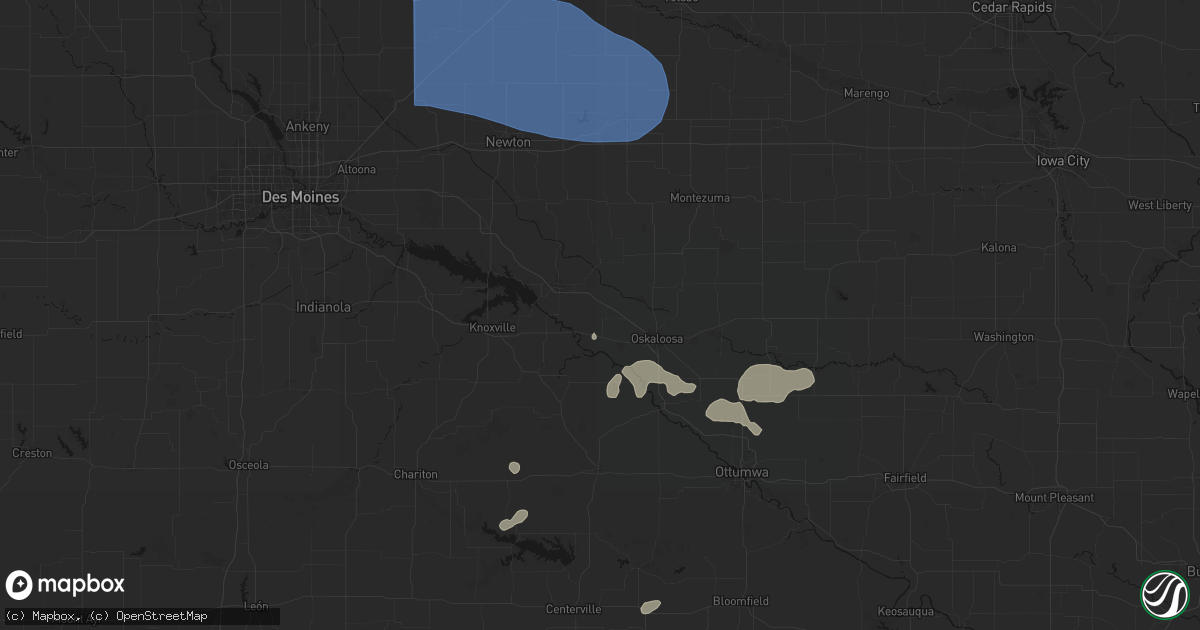 Hail map in Leighton, IA on August 13, 2026
