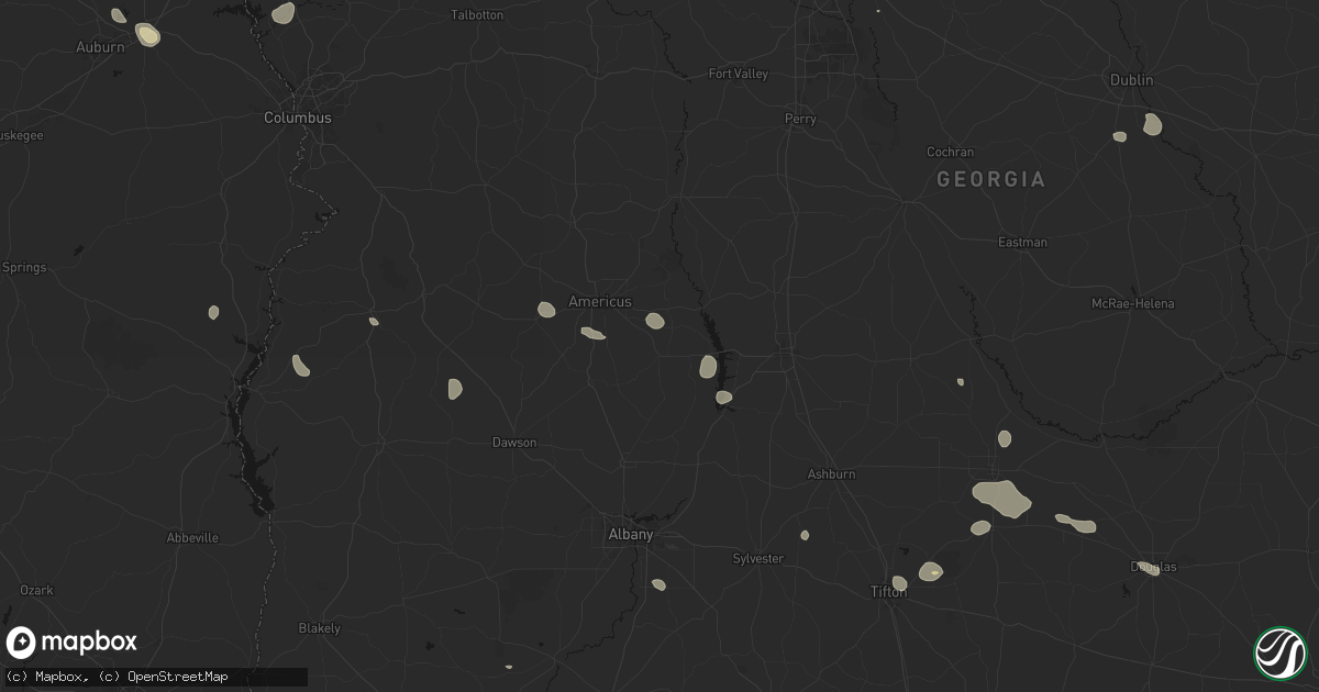 Hail map in Leslie, GA on August 13, 2026