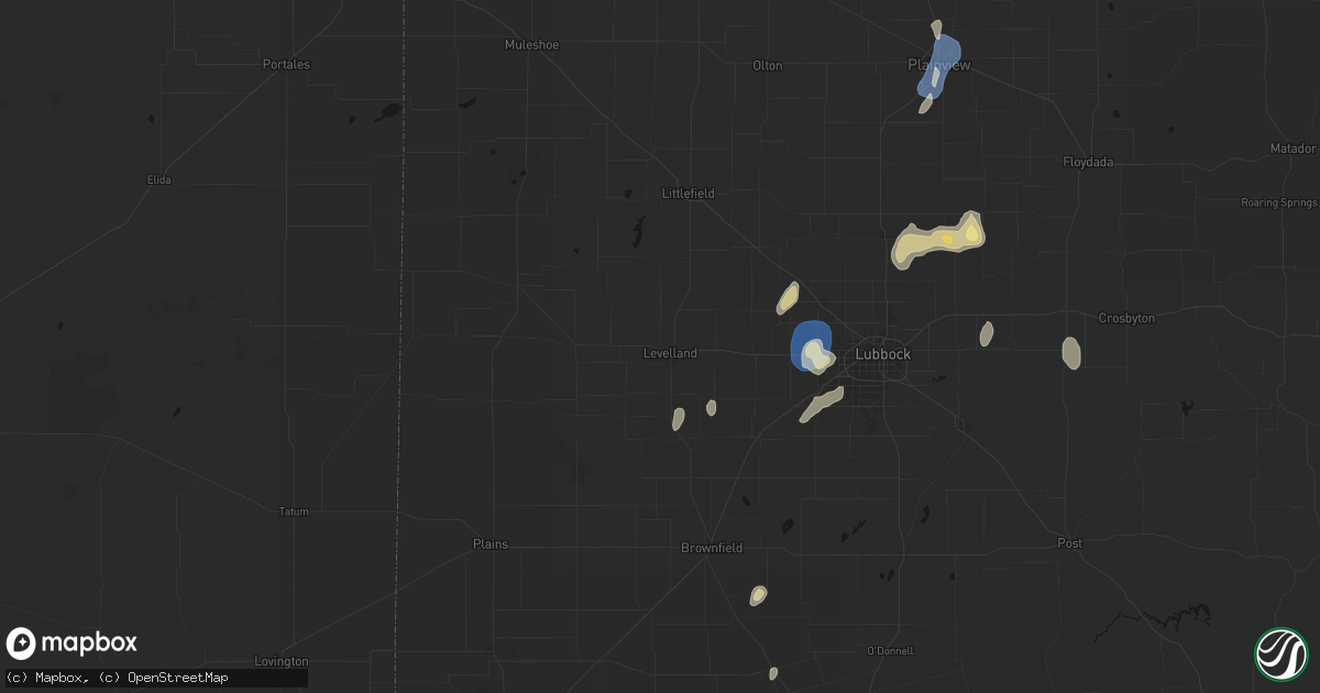 Hail map in Levelland, TX on August 13, 2026