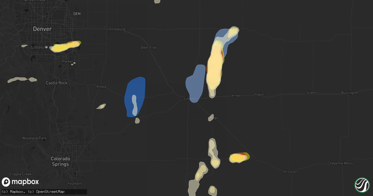 Hail map in Limon, CO on August 13, 2026