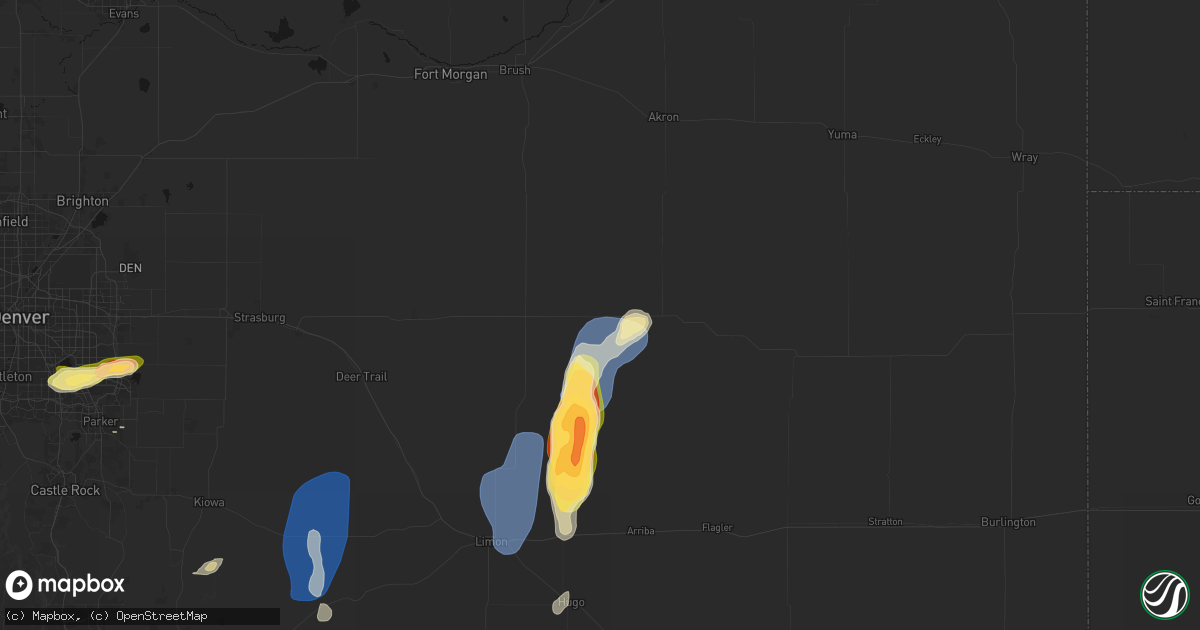 Hail map in Lindon, CO on August 13, 2026