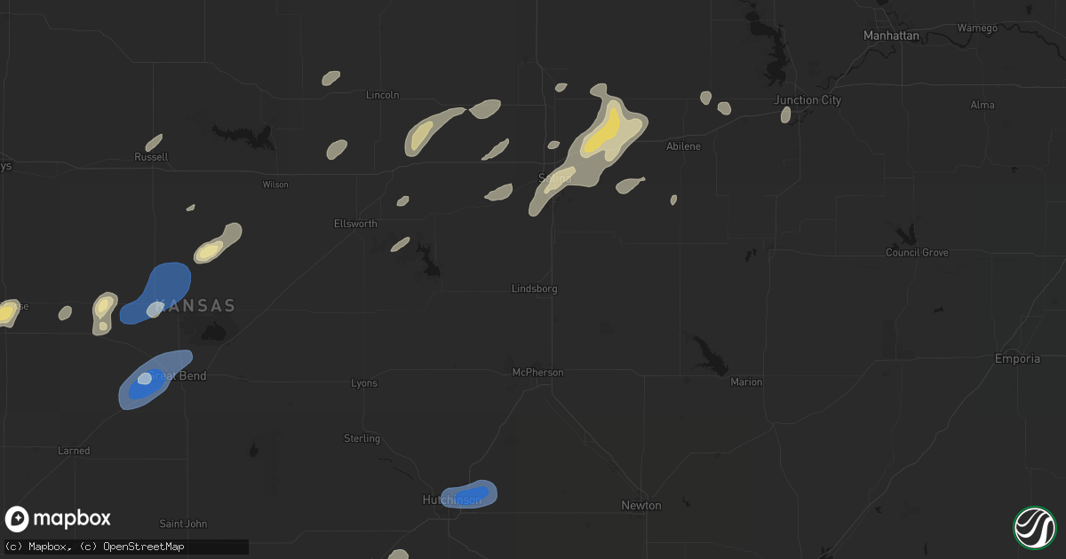 Hail map in Lindsborg, KS on August 13, 2026