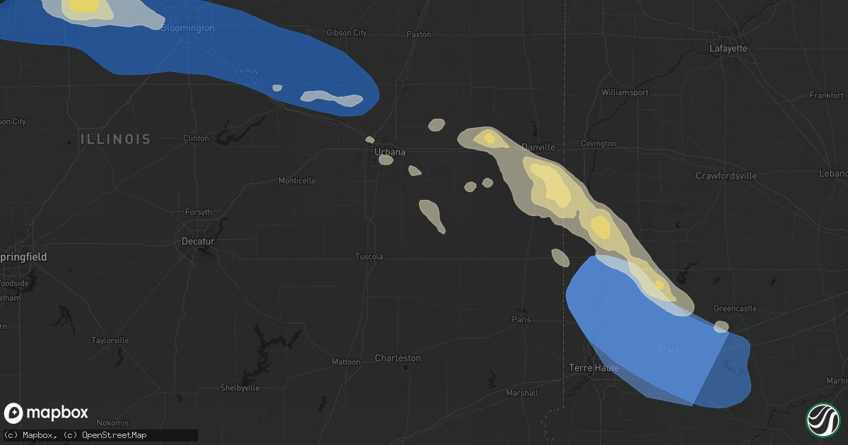 Hail map in Longview, IL on August 13, 2026