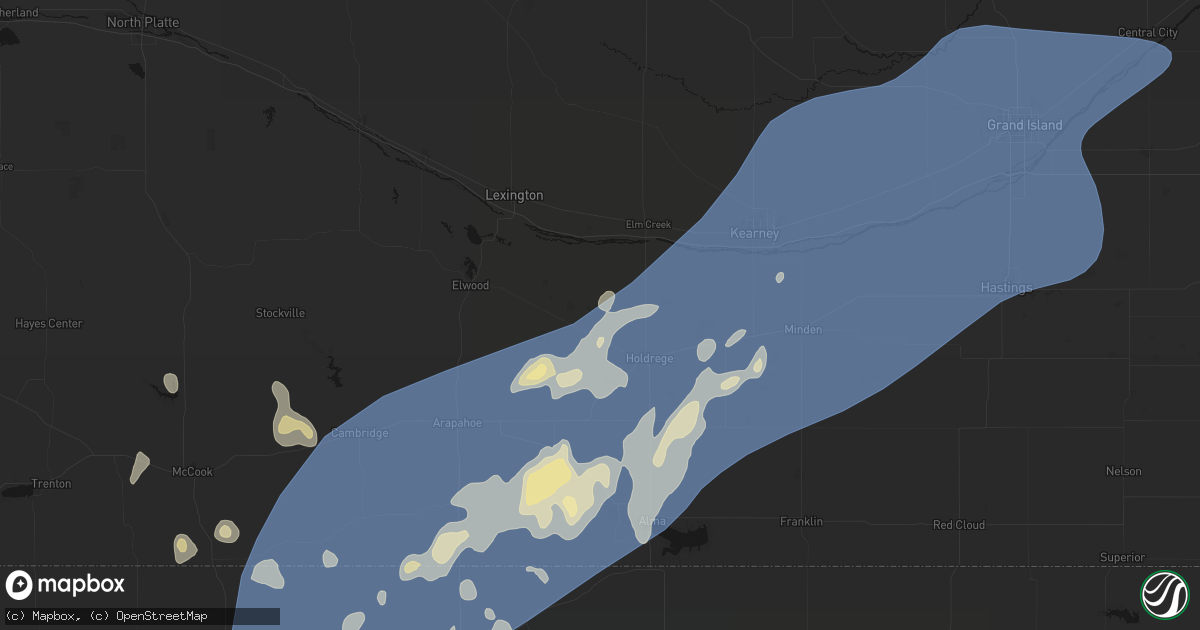 Hail map in Loomis, NE on August 13, 2026