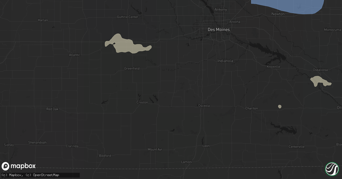 Hail map in Lorimor, IA on August 13, 2026