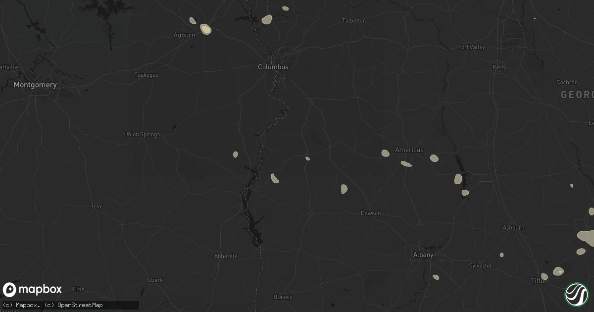 Hail map in Lumpkin, GA on August 13, 2026