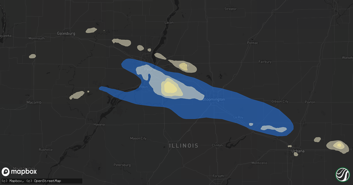 Hail map in Mackinaw, IL on August 13, 2026