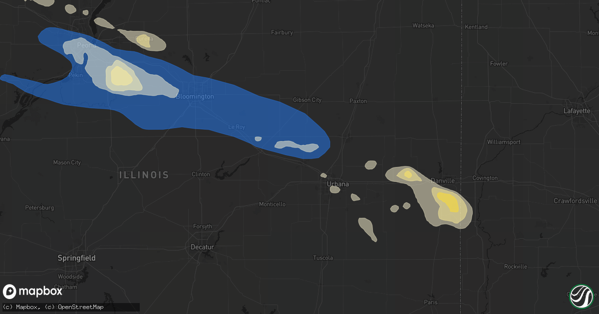 Hail map in Mahomet, IL on August 13, 2026