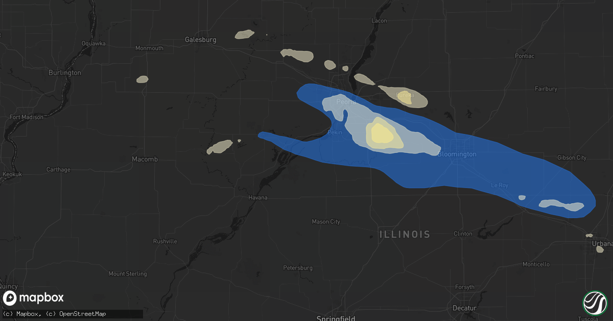 Hail map in Manito, IL on August 13, 2026