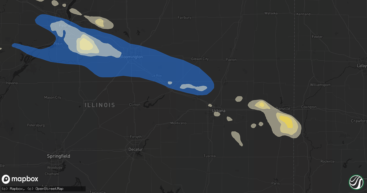 Hail map in Mansfield, IL on August 13, 2026
