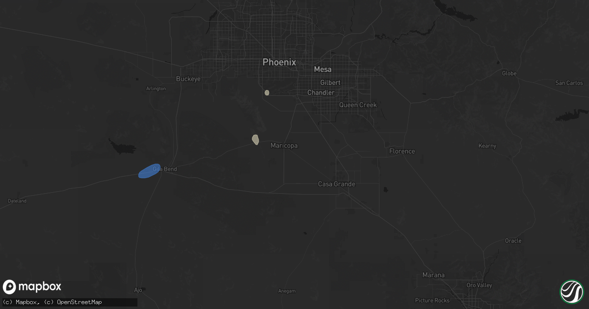 Hail map in Maricopa, AZ on August 13, 2026
