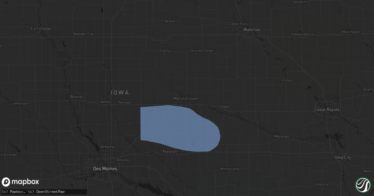 Hail map in Marshalltown, IA on August 13, 2026