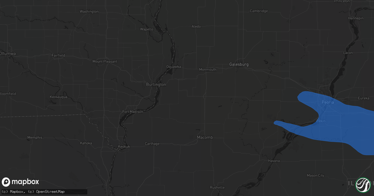 Hail map in Media, IL on August 13, 2026