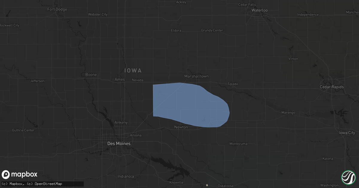Hail map in Melbourne, IA on August 13, 2026