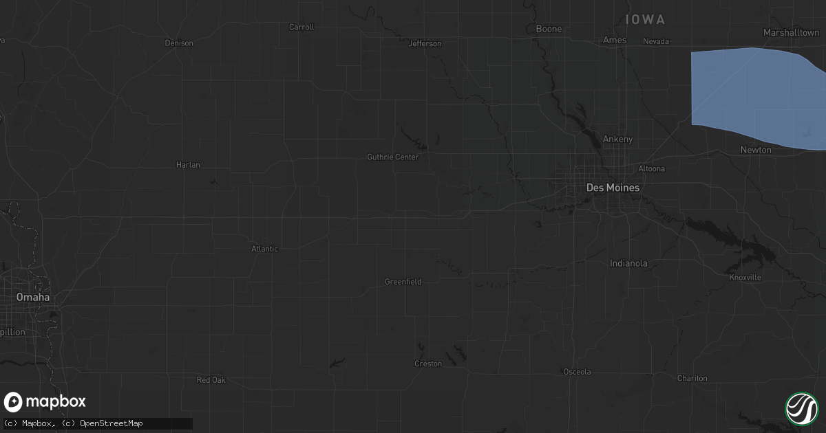 Hail map in Menlo, IA on August 13, 2026