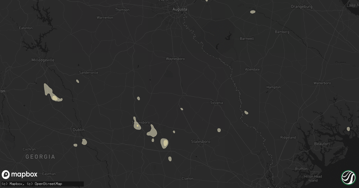 Hail map in Millen, GA on August 13, 2026