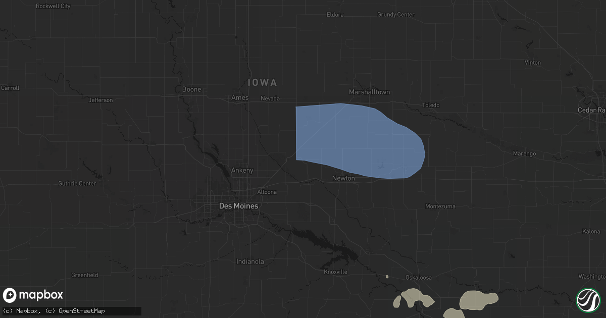 Hail map in Mingo, IA on August 13, 2026