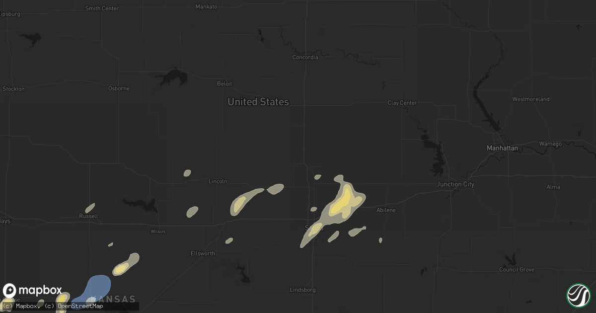 Hail map in Minneapolis, KS on August 13, 2026