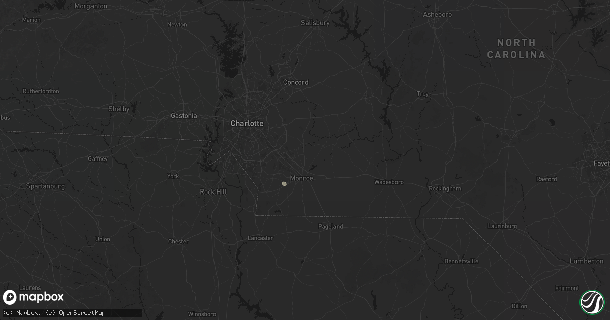 Hail map in Monroe, NC on August 13, 2026