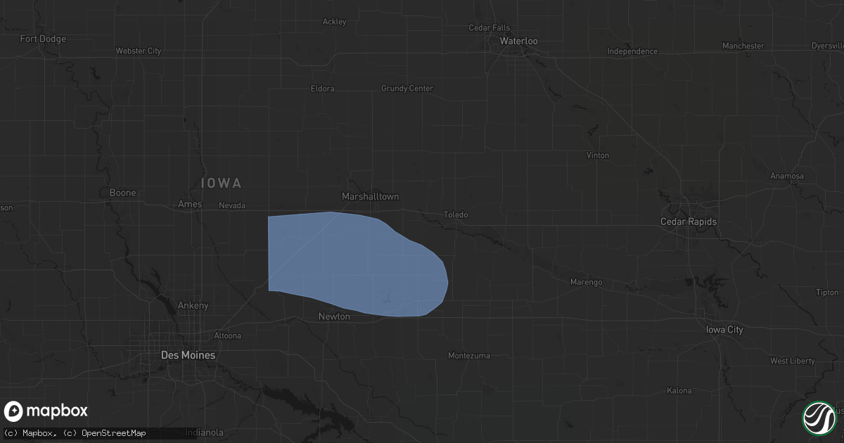 Hail map in Montour, IA on August 13, 2026