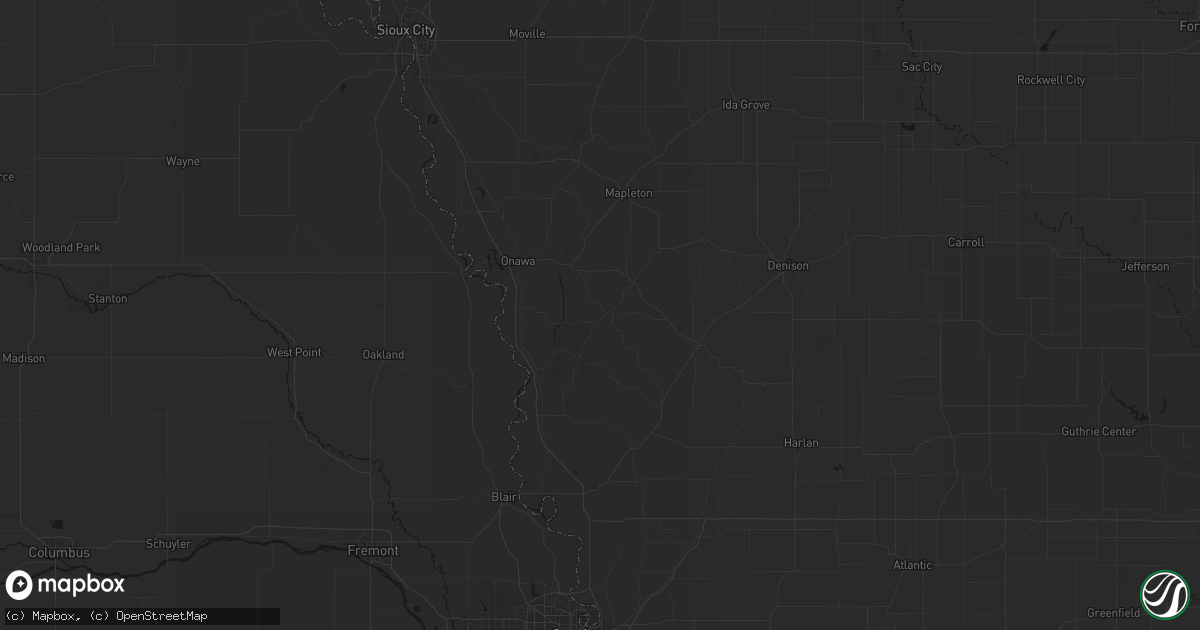 Hail map in Moorhead, IA on August 13, 2026